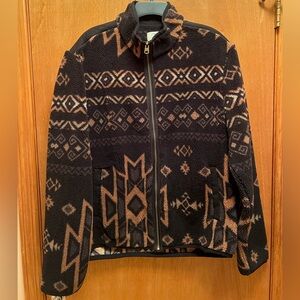 FRYE AND CO. Black Aztec Fleece Jacket Sherpa NWT